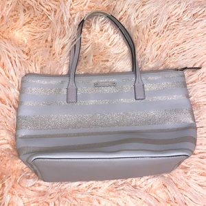 KATE SPADE NEW YORK Pre-owned Taupe Glitter Stripe Handbag Purse
